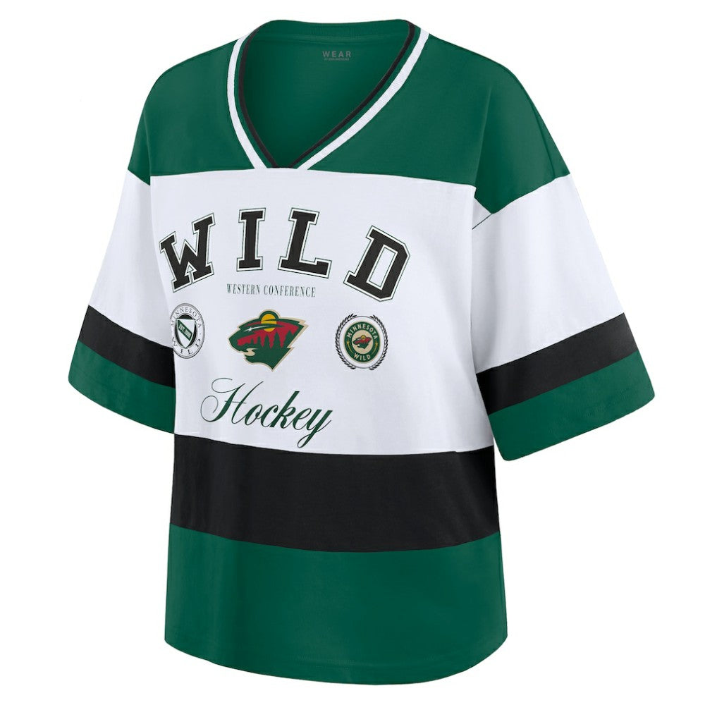 Minnesota Wild WEAR by Erin Andrews Women's Jersey Style Tee - Green/White Jerseys