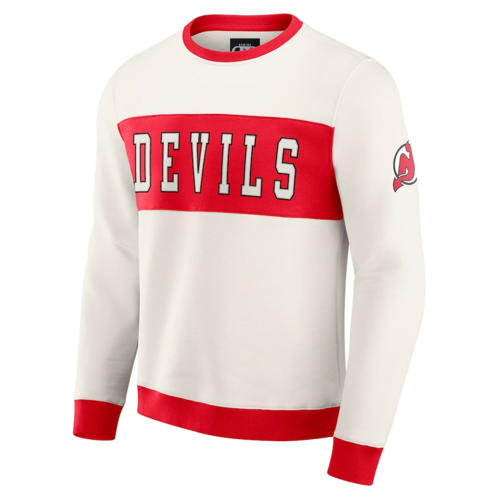New Jersey Devils Darius Rucker Collection by Fanatics Colorblock Pullover Sweatshirt - Cream Sweatshirts