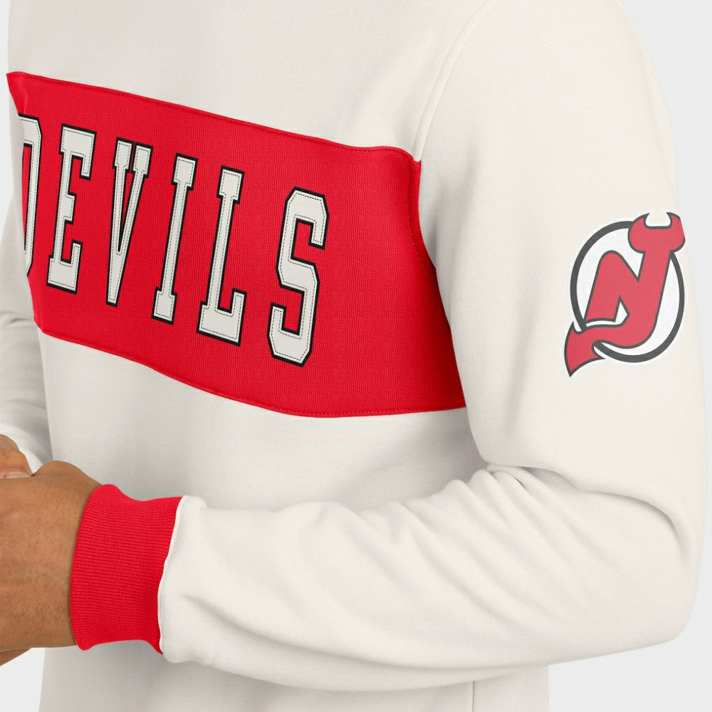 New Jersey Devils Darius Rucker Collection by Fanatics Colorblock Pullover Sweatshirt - Cream Sweatshirts