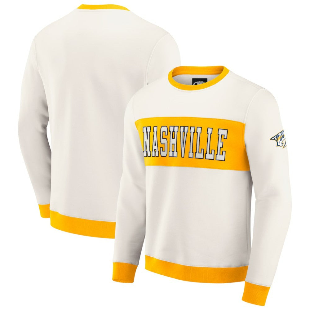 Nashville Predators Darius Rucker Collection by Fanatics Colorblock Pullover Sweatshirt - Cream Sweatshirts