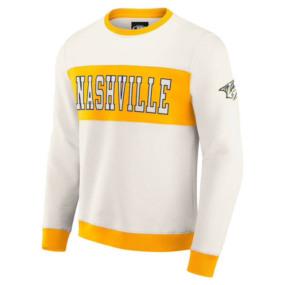 Nashville Predators Darius Rucker Collection by Fanatics Colorblock Pullover Sweatshirt - Cream Sweatshirts