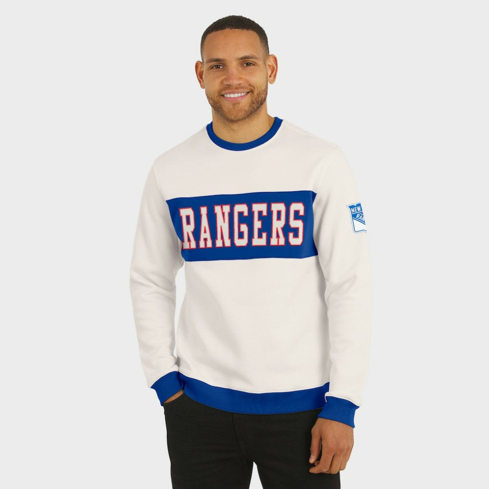 New York Rangers Darius Rucker Collection by Fanatics Colorblock Pullover Sweatshirt - Cream Sweatshirts