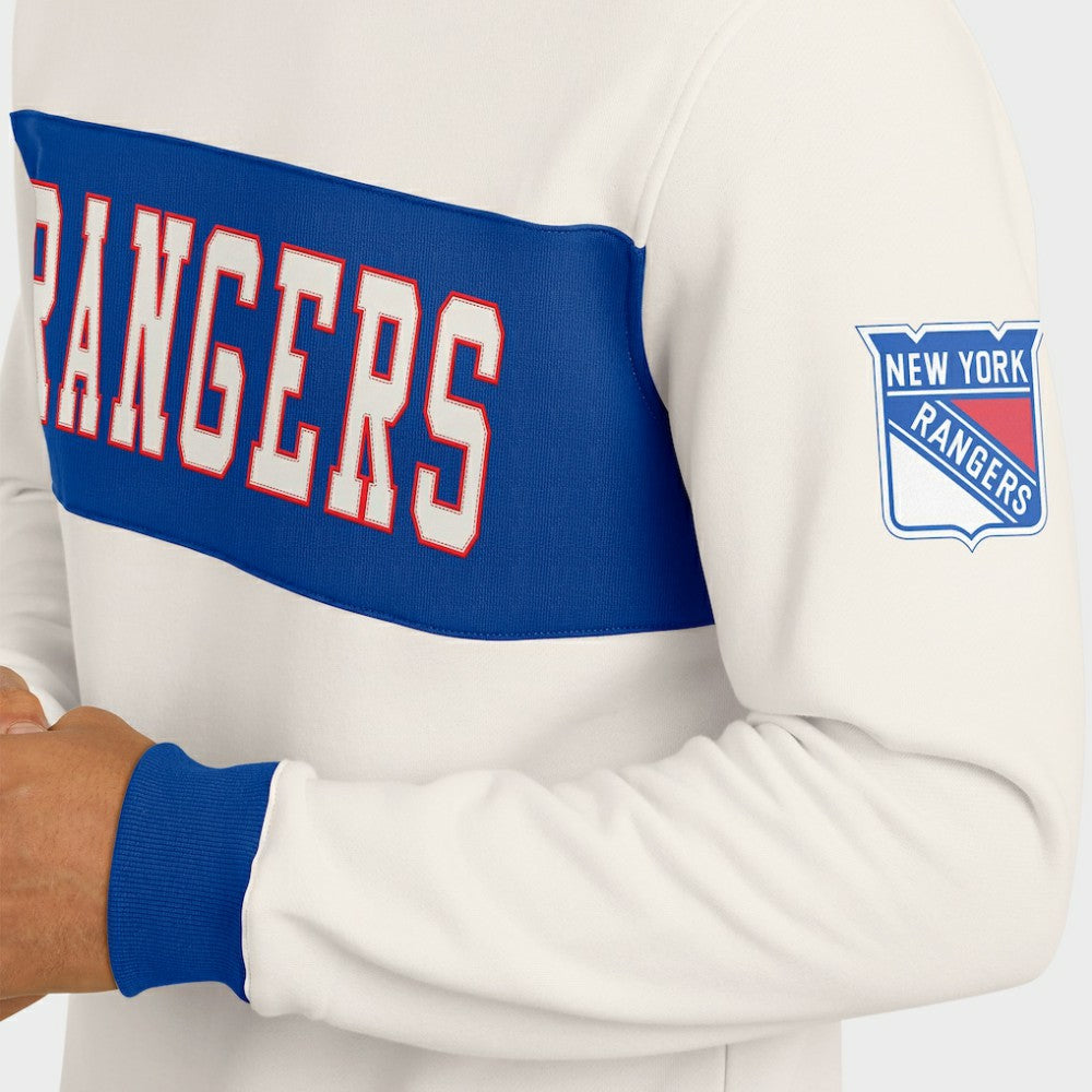 New York Rangers Darius Rucker Collection by Fanatics Colorblock Pullover Sweatshirt - Cream Sweatshirts
