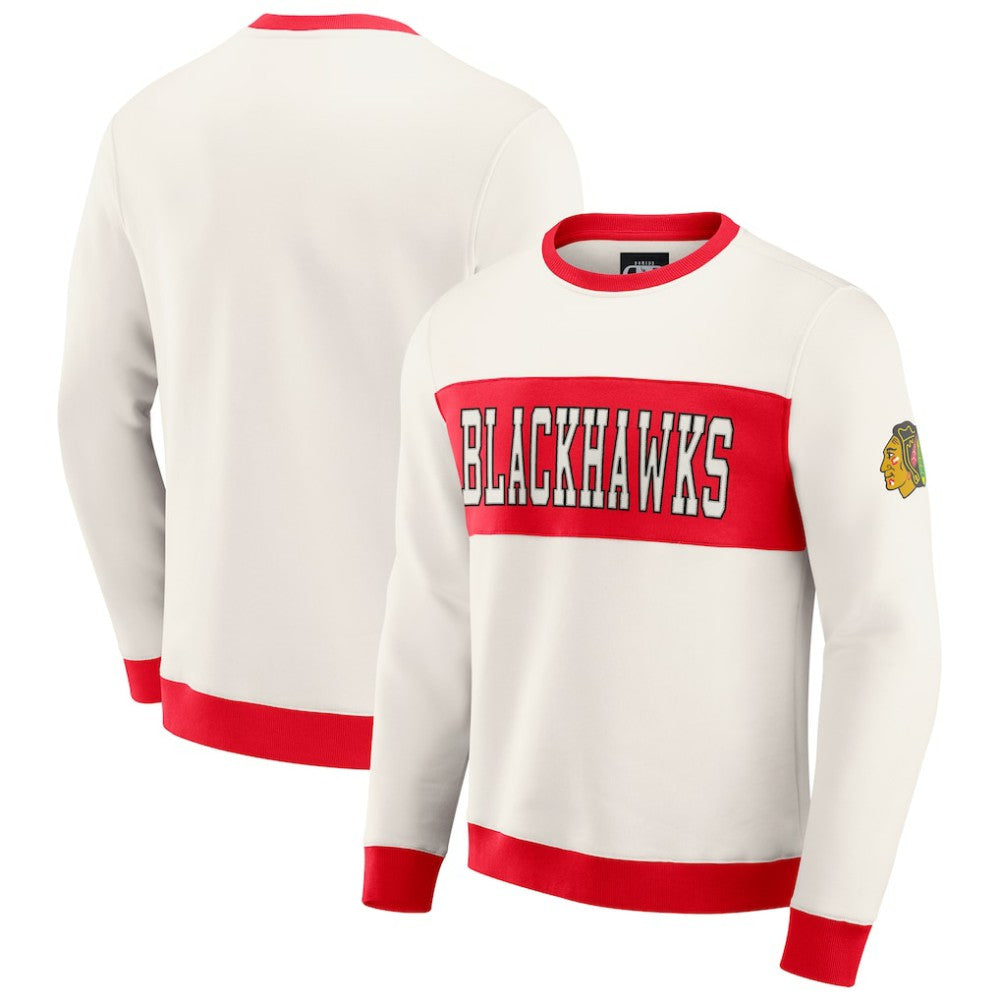 Chicago Blackhawks Darius Rucker Collection by Fanatics Colorblock Pullover Sweatshirt - Cream Sweatshirts