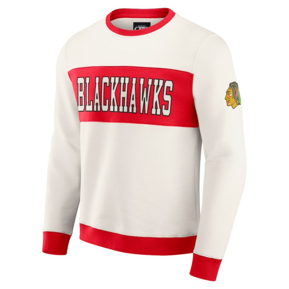 Chicago Blackhawks Darius Rucker Collection by Fanatics Colorblock Pullover Sweatshirt - Cream Sweatshirts
