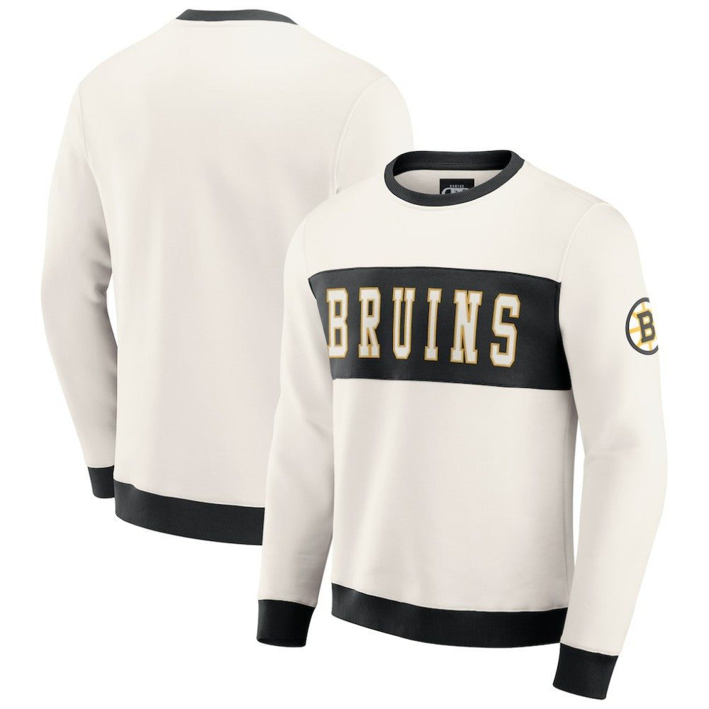 Boston Bruins Darius Rucker Collection by Fanatics Colorblock Pullover Sweatshirt - Cream Sweatshirts