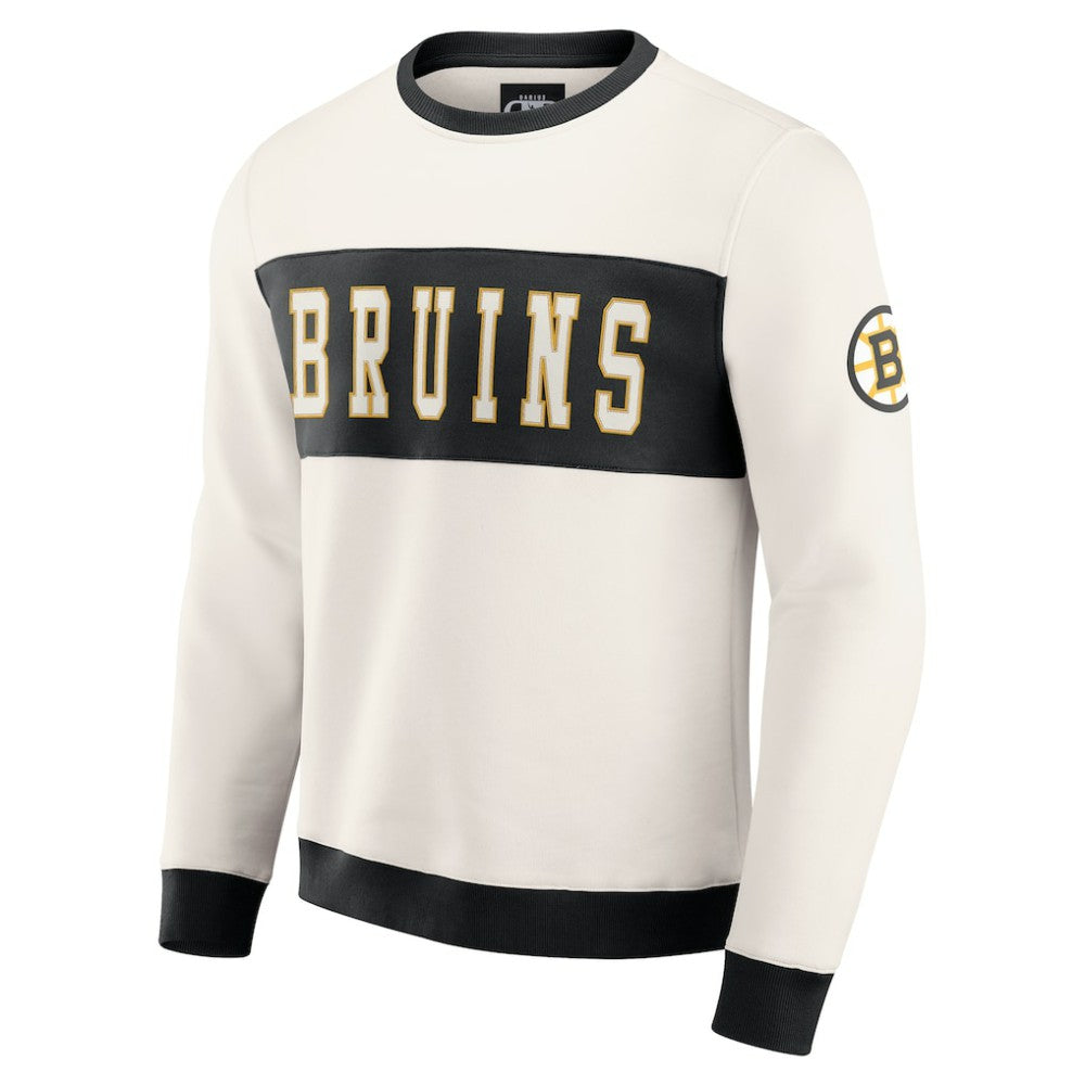 Boston Bruins Darius Rucker Collection by Fanatics Colorblock Pullover Sweatshirt - Cream Sweatshirts