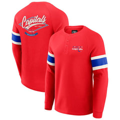 Washington Capitals Darius Rucker Collection by Fanatics Waffle-Knit Raglan Long Sleeve Henley T-Shirt - Red T-shirts