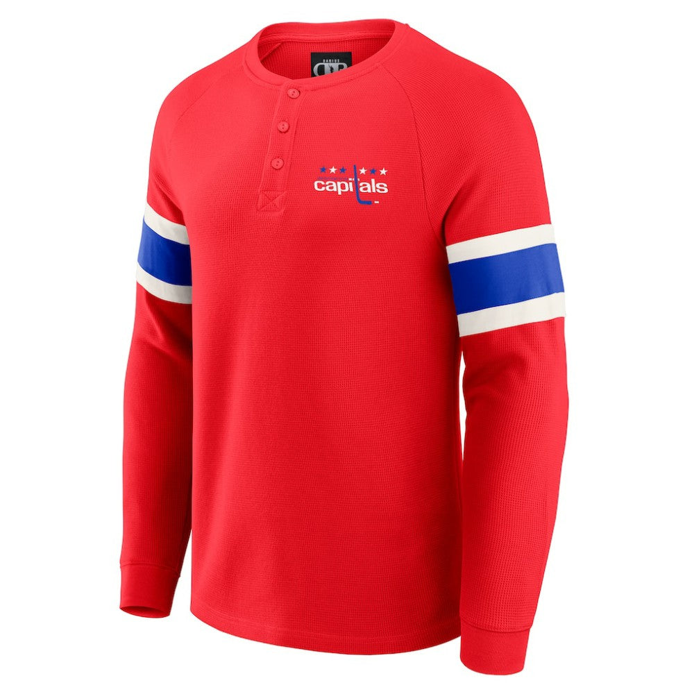 Washington Capitals Darius Rucker Collection by Fanatics Waffle-Knit Raglan Long Sleeve Henley T-Shirt - Red T-shirts