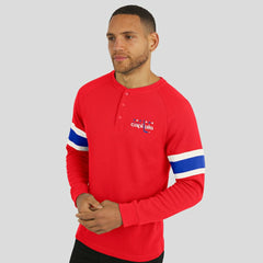 Washington Capitals Darius Rucker Collection by Fanatics Waffle-Knit Raglan Long Sleeve Henley T-Shirt - Red T-shirts