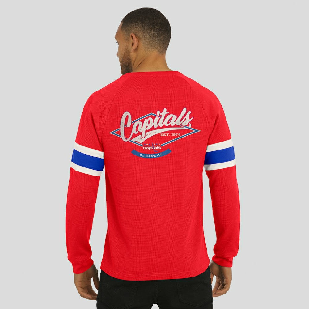 Washington Capitals Darius Rucker Collection by Fanatics Waffle-Knit Raglan Long Sleeve Henley T-Shirt - Red T-shirts