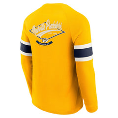 Nashville Predators Darius Rucker Collection by Fanatics Waffle-Knit Raglan Long Sleeve Henley T-Shirt - Gold T-shirts