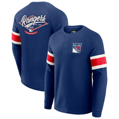 New York Rangers Darius Rucker Collection by Fanatics Waffle-Knit Raglan Long Sleeve Henley T-Shirt - Navy T-shirts