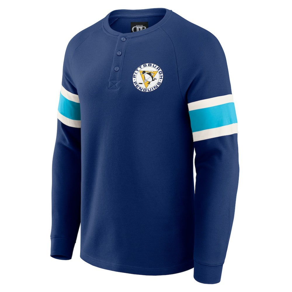 Pittsburgh Penguins Darius Rucker Collection by Fanatics Waffle-Knit Raglan Long Sleeve Henley T-Shirt - Navy T-shirts