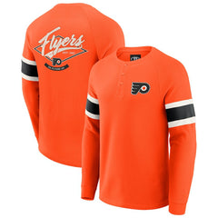 Philadelphia Flyers Darius Rucker Collection by Fanatics Waffle-Knit Raglan Long Sleeve Henley T-Shirt - Orange T-shirts
