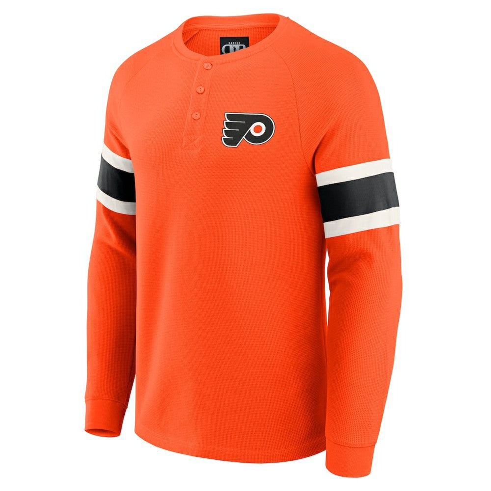 Philadelphia Flyers Darius Rucker Collection by Fanatics Waffle-Knit Raglan Long Sleeve Henley T-Shirt - Orange T-shirts