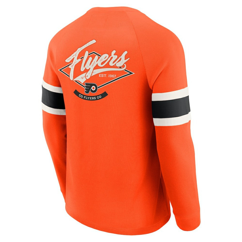 Philadelphia Flyers Darius Rucker Collection by Fanatics Waffle-Knit Raglan Long Sleeve Henley T-Shirt - Orange T-shirts