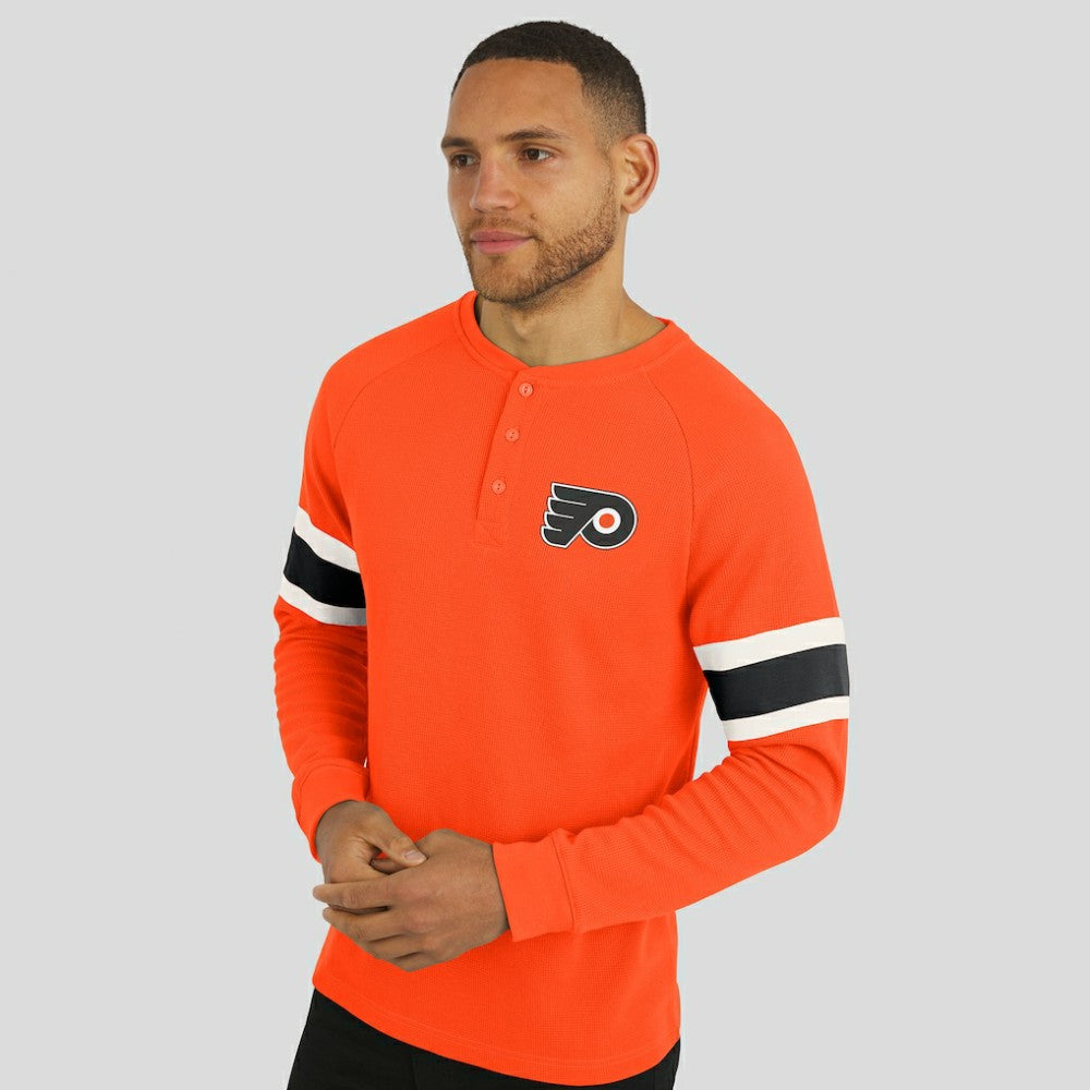 Philadelphia Flyers Darius Rucker Collection by Fanatics Waffle-Knit Raglan Long Sleeve Henley T-Shirt - Orange T-shirts