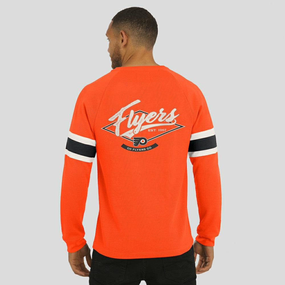 Philadelphia Flyers Darius Rucker Collection by Fanatics Waffle-Knit Raglan Long Sleeve Henley T-Shirt - Orange T-shirts