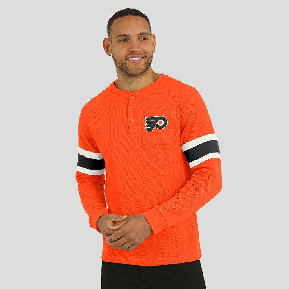 Philadelphia Flyers Darius Rucker Collection by Fanatics Waffle-Knit Raglan Long Sleeve Henley T-Shirt - Orange T-shirts