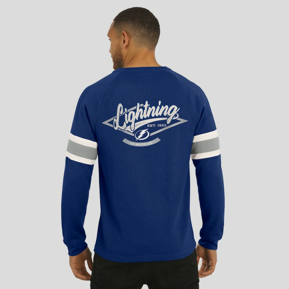 Tampa Bay Lightning Darius Rucker Collection by Fanatics Waffle-Knit Raglan Long Sleeve Henley T-Shirt - Navy T-shirts