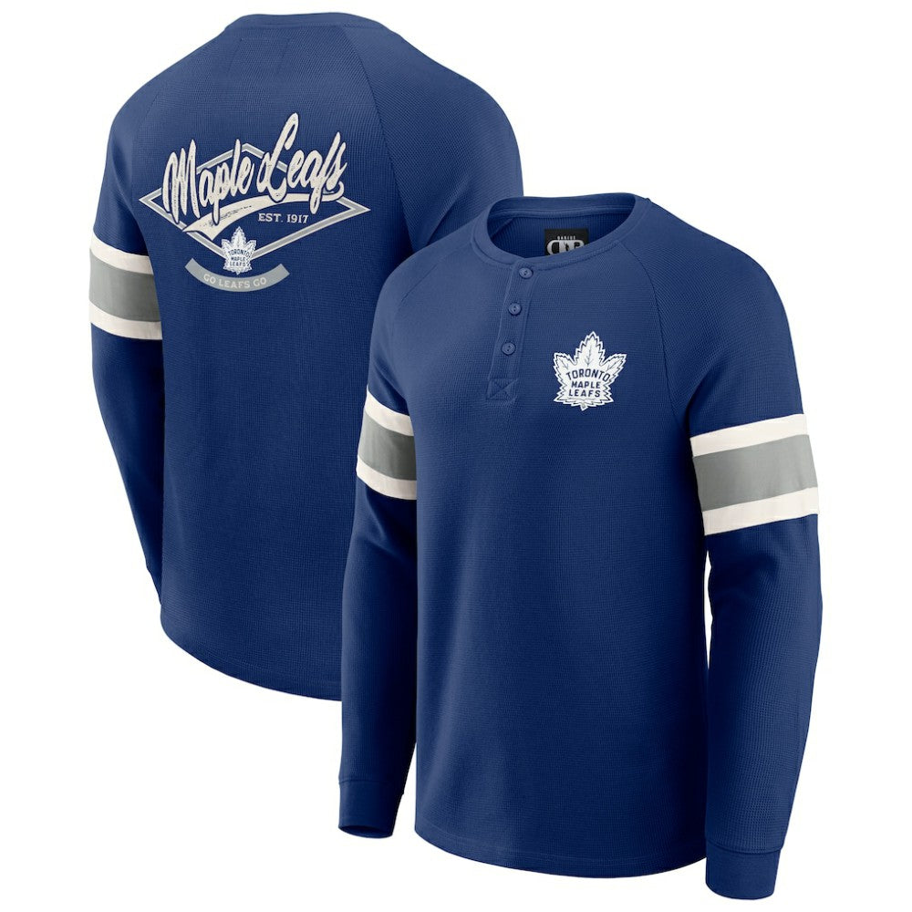 Toronto Maple Leafs Darius Rucker Collection by Fanatics Waffle-Knit Raglan Long Sleeve Henley T-Shirt - Navy T-shirts