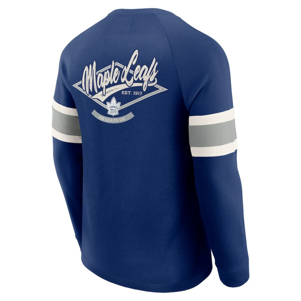 Toronto Maple Leafs Darius Rucker Collection by Fanatics Waffle-Knit Raglan Long Sleeve Henley T-Shirt - Navy T-shirts