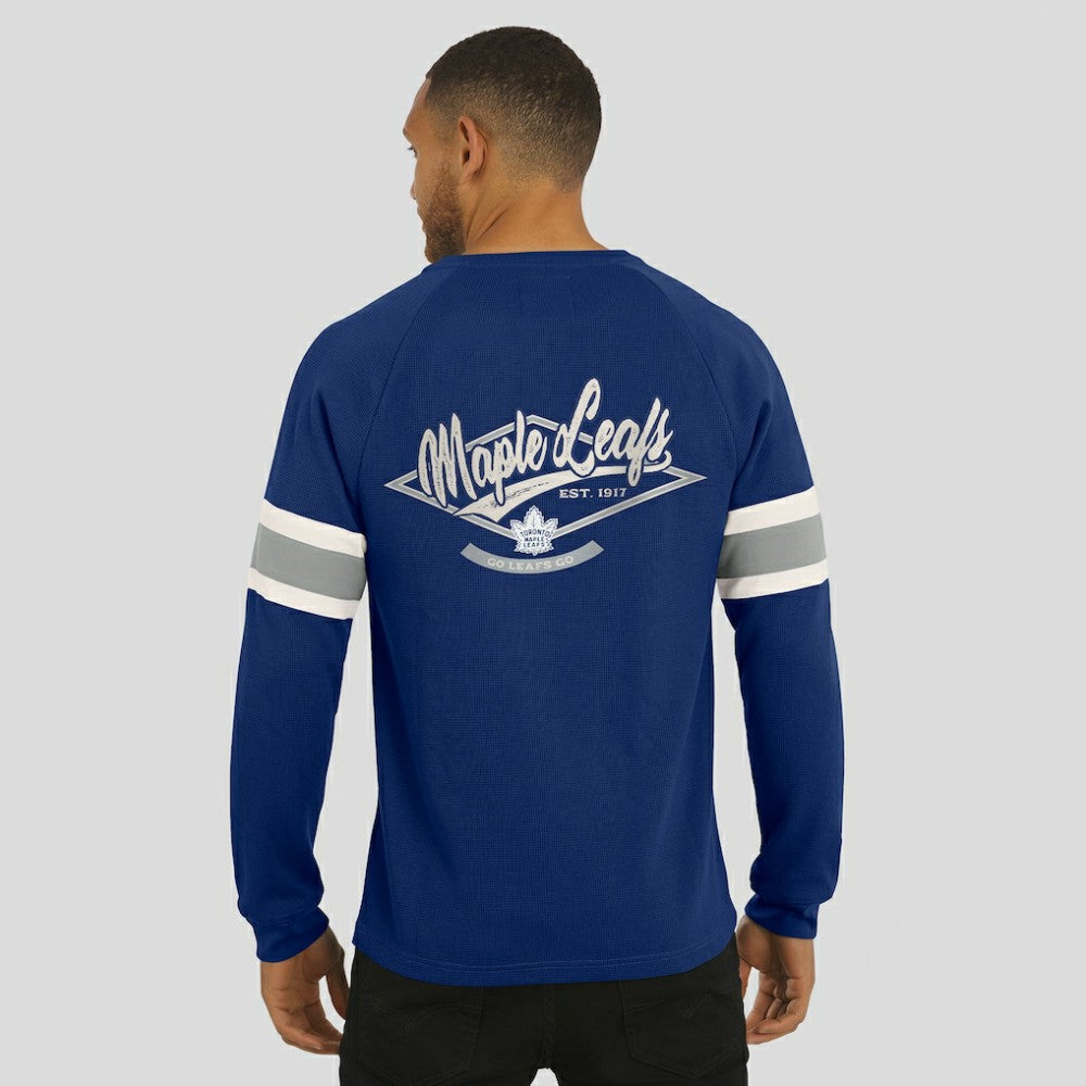 Toronto Maple Leafs Darius Rucker Collection by Fanatics Waffle-Knit Raglan Long Sleeve Henley T-Shirt - Navy T-shirts