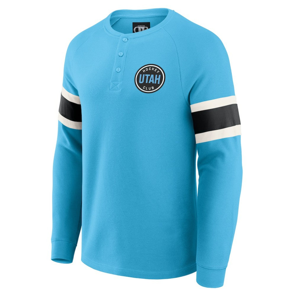 Utah Hockey Club Darius Rucker Collection by Fanatics Waffle-Knit Raglan Long Sleeve Henley T-Shirt - Light Blue T-shirts