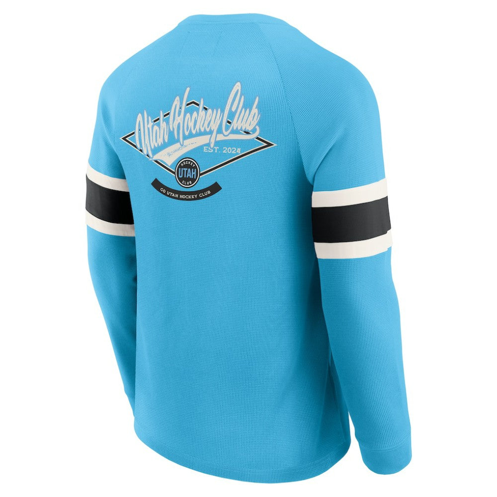 Utah Hockey Club Darius Rucker Collection by Fanatics Waffle-Knit Raglan Long Sleeve Henley T-Shirt - Light Blue T-shirts