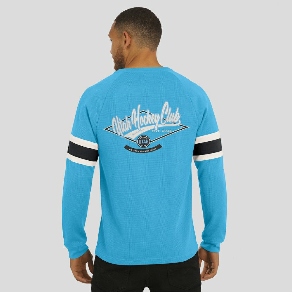Utah Hockey Club Darius Rucker Collection by Fanatics Waffle-Knit Raglan Long Sleeve Henley T-Shirt - Light Blue T-shirts
