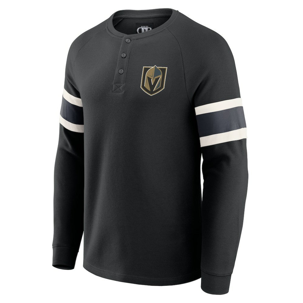Vegas Golden Knights Darius Rucker Collection by Fanatics Waffle-Knit Raglan Long Sleeve Henley T-Shirt - Black T-shirts