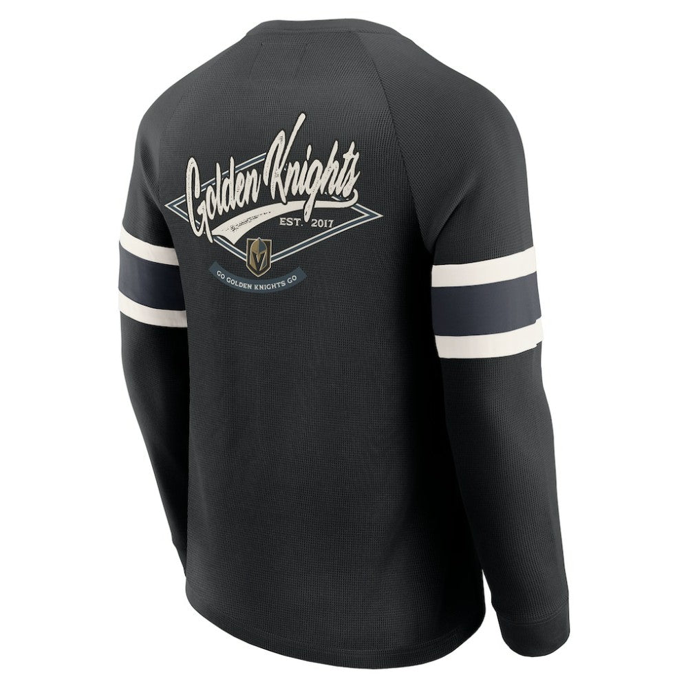 Vegas Golden Knights Darius Rucker Collection by Fanatics Waffle-Knit Raglan Long Sleeve Henley T-Shirt - Black T-shirts