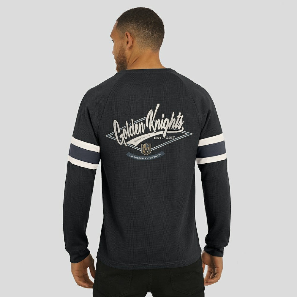 Vegas Golden Knights Darius Rucker Collection by Fanatics Waffle-Knit Raglan Long Sleeve Henley T-Shirt - Black T-shirts