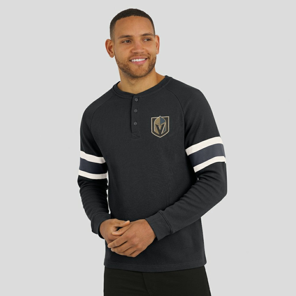 Vegas Golden Knights Darius Rucker Collection by Fanatics Waffle-Knit Raglan Long Sleeve Henley T-Shirt - Black T-shirts