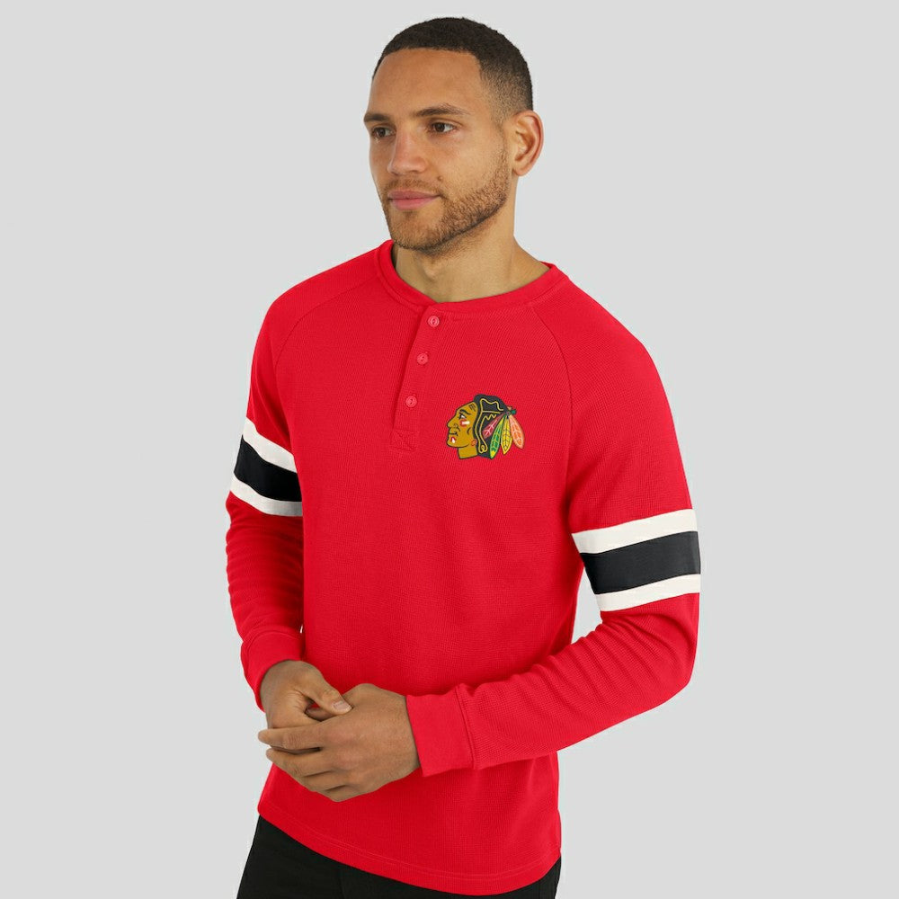 Chicago Blackhawks Darius Rucker Collection by Fanatics Waffle-Knit Raglan Long Sleeve Henley T-Shirt - Red T-shirts