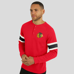 Chicago Blackhawks Darius Rucker Collection by Fanatics Waffle-Knit Raglan Long Sleeve Henley T-Shirt - Red T-shirts