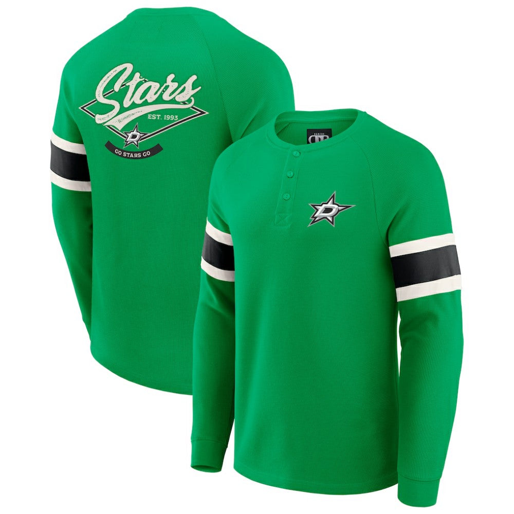Dallas Stars Darius Rucker Collection by Fanatics Waffle-Knit Raglan Long Sleeve Henley T-Shirt - Green T-shirts