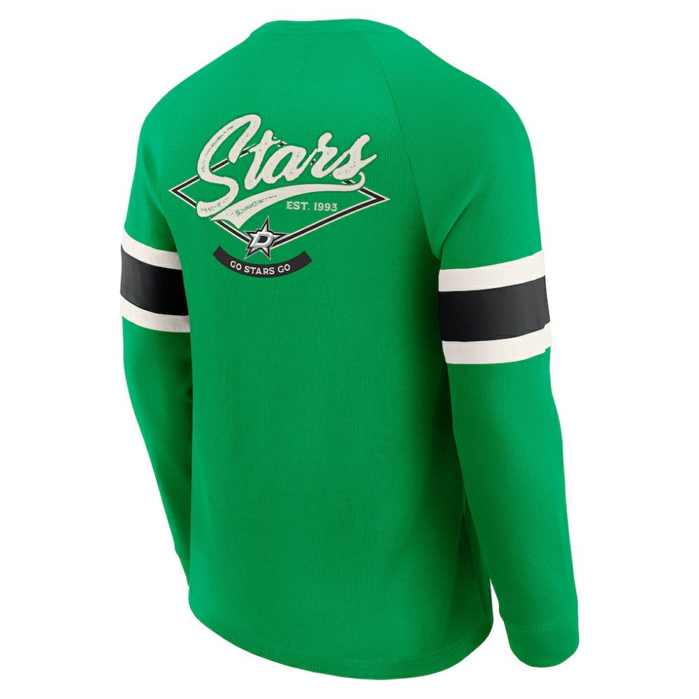 Dallas Stars Darius Rucker Collection by Fanatics Waffle-Knit Raglan Long Sleeve Henley T-Shirt - Green T-shirts