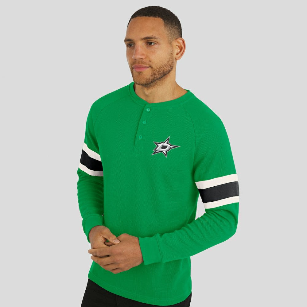 Dallas Stars Darius Rucker Collection by Fanatics Waffle-Knit Raglan Long Sleeve Henley T-Shirt - Green T-shirts