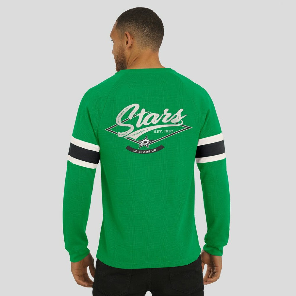 Dallas Stars Darius Rucker Collection by Fanatics Waffle-Knit Raglan Long Sleeve Henley T-Shirt - Green T-shirts