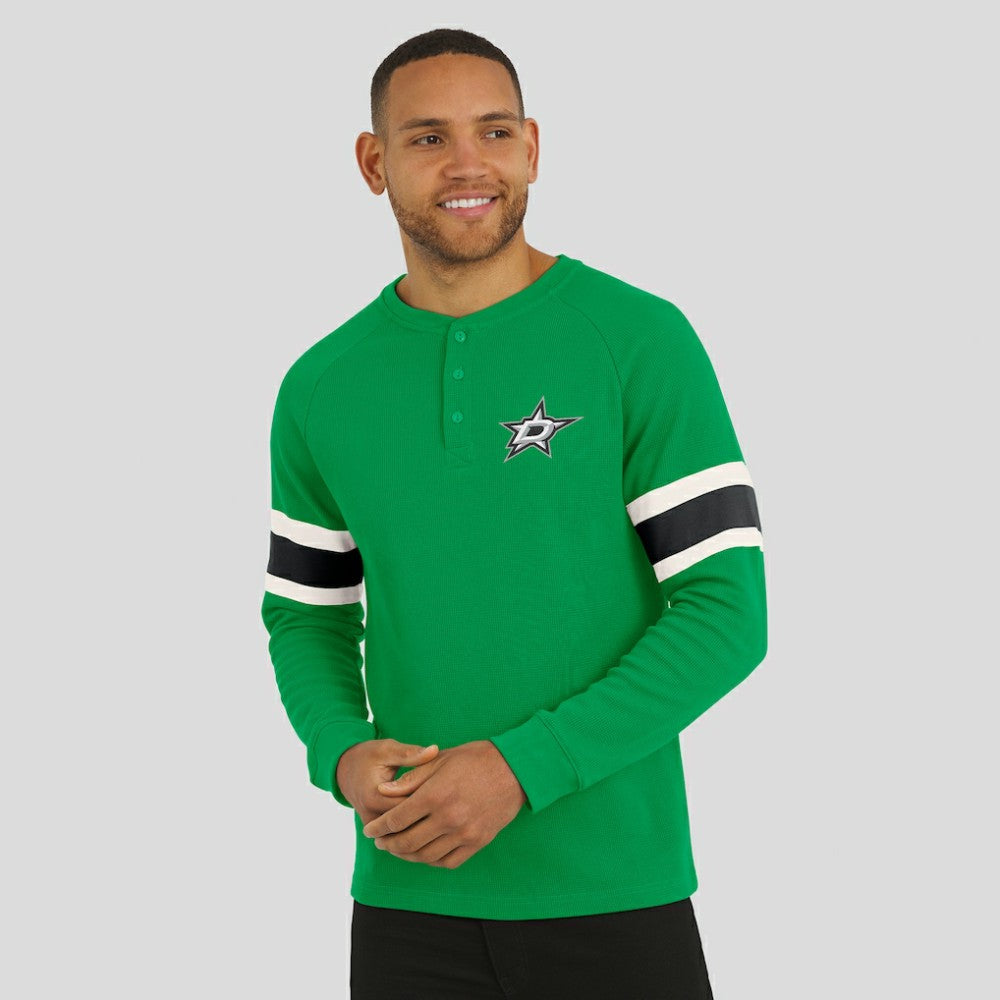Dallas Stars Darius Rucker Collection by Fanatics Waffle-Knit Raglan Long Sleeve Henley T-Shirt - Green T-shirts