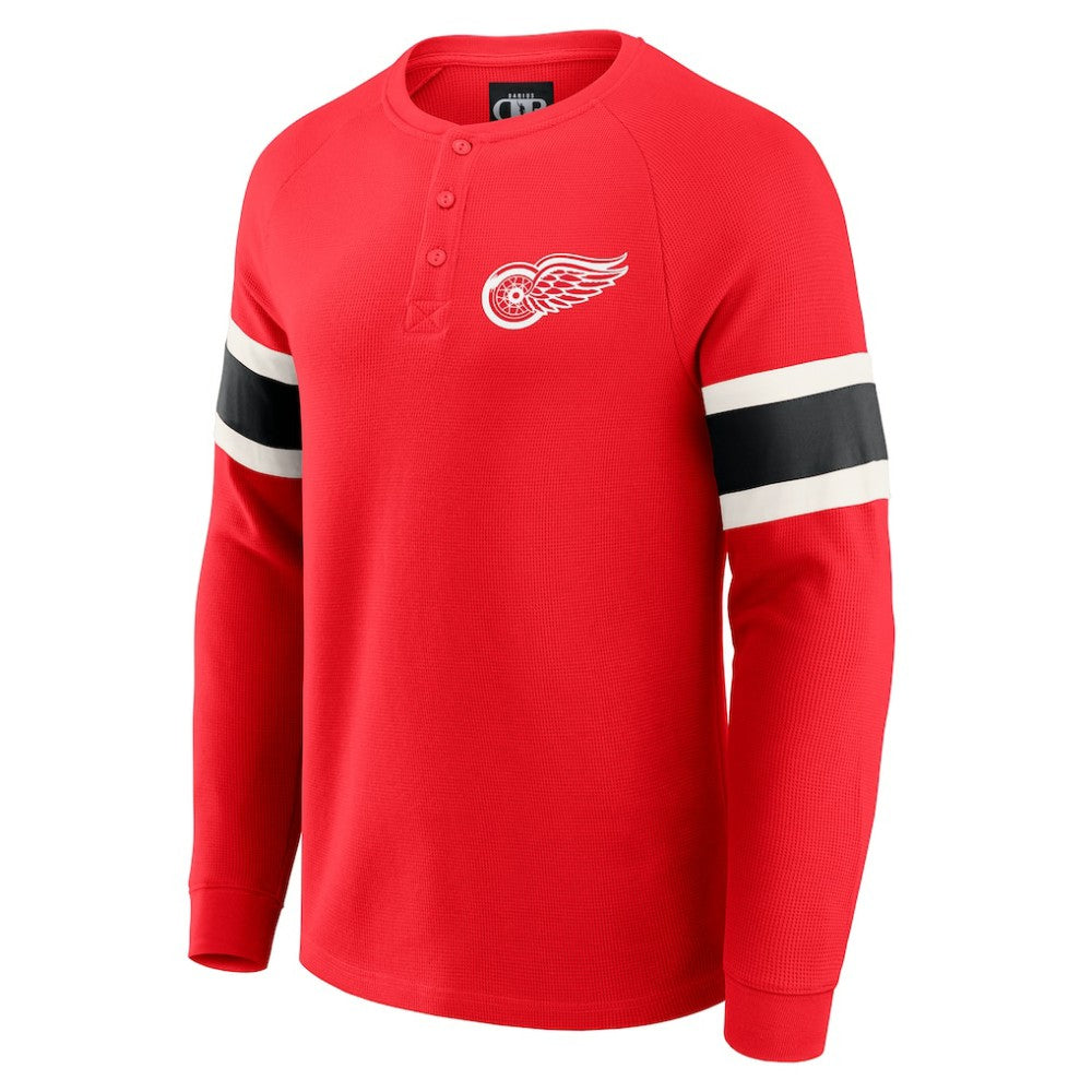 Detroit Red Wings Darius Rucker Collection by Fanatics Waffle-Knit Raglan Long Sleeve Henley T-Shirt - Red T-shirts