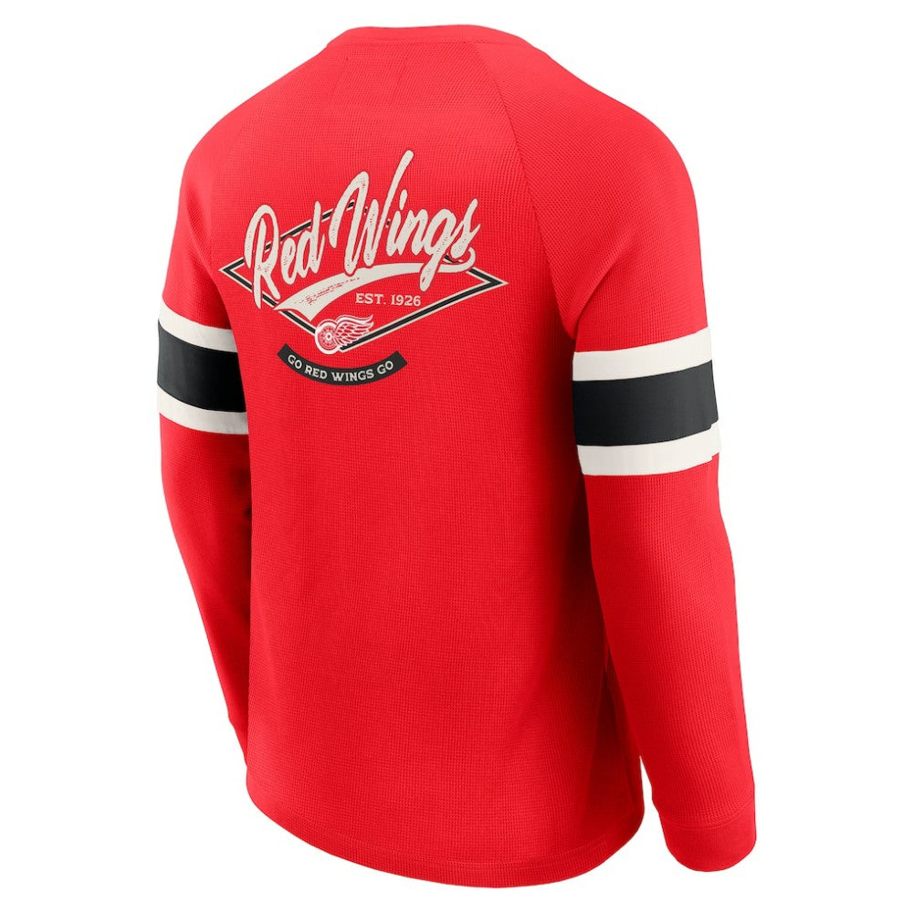 Detroit Red Wings Darius Rucker Collection by Fanatics Waffle-Knit Raglan Long Sleeve Henley T-Shirt - Red T-shirts
