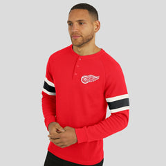 Detroit Red Wings Darius Rucker Collection by Fanatics Waffle-Knit Raglan Long Sleeve Henley T-Shirt - Red T-shirts