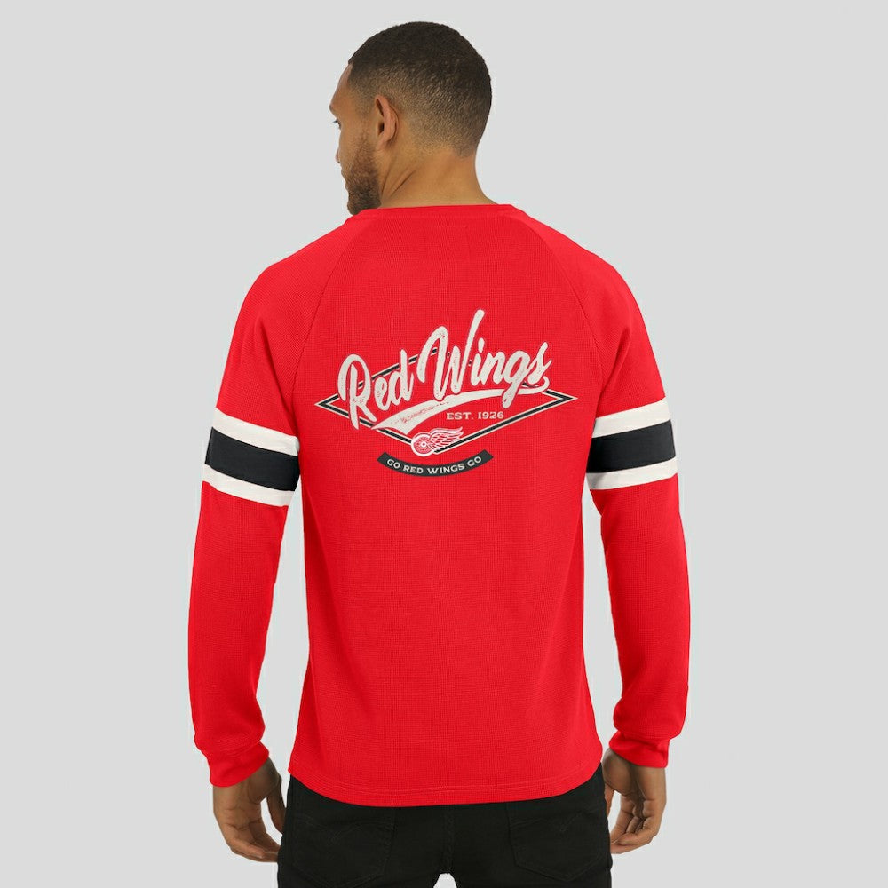 Detroit Red Wings Darius Rucker Collection by Fanatics Waffle-Knit Raglan Long Sleeve Henley T-Shirt - Red T-shirts