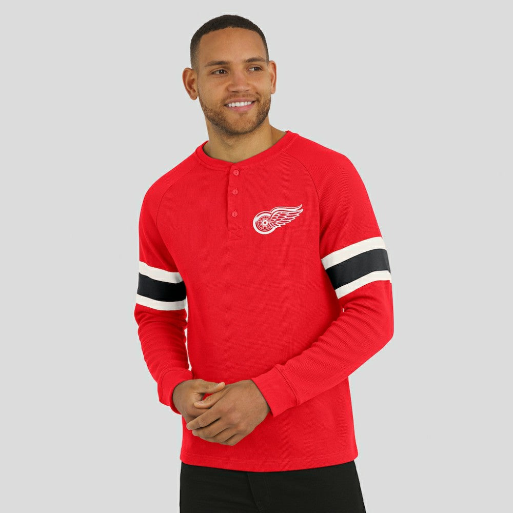 Detroit Red Wings Darius Rucker Collection by Fanatics Waffle-Knit Raglan Long Sleeve Henley T-Shirt - Red T-shirts