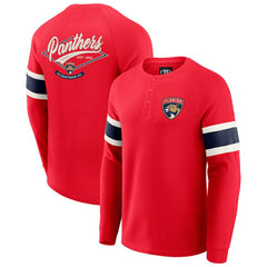 Florida Panthers Darius Rucker Collection by Fanatics Waffle-Knit Raglan Long Sleeve Henley T-Shirt - Red T-shirts