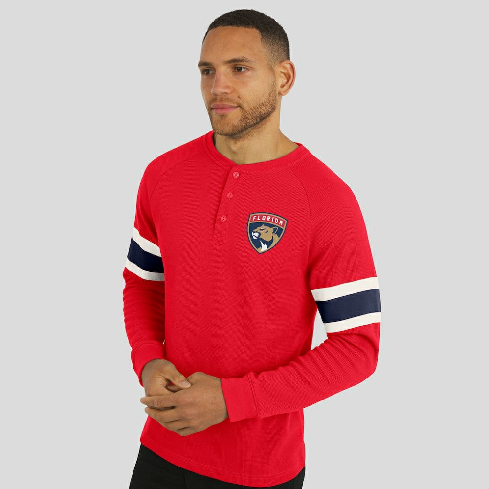 Florida Panthers Darius Rucker Collection by Fanatics Waffle-Knit Raglan Long Sleeve Henley T-Shirt - Red T-shirts