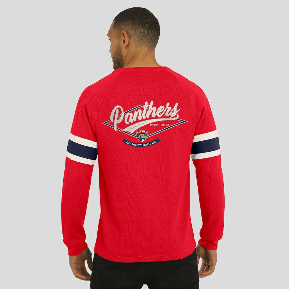 Florida Panthers Darius Rucker Collection by Fanatics Waffle-Knit Raglan Long Sleeve Henley T-Shirt - Red T-shirts